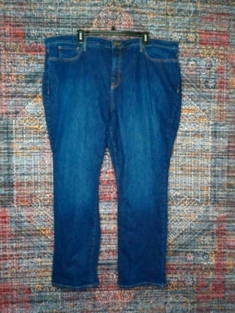 NYDJ womens dark wash distressed Sheri slim stretch jeans 24x30 EUC